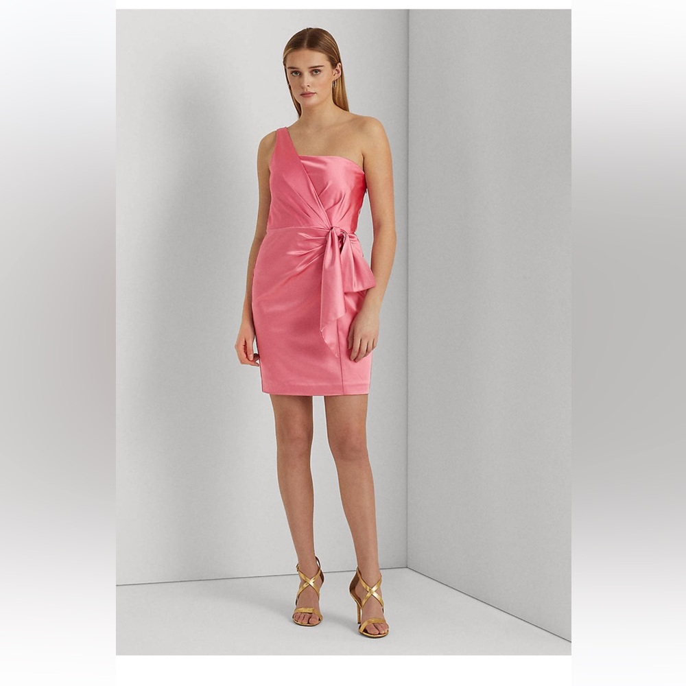 RALPH LAUREN WOMEN'S STRUCTURED SATIN-COCKTAIL DRESS